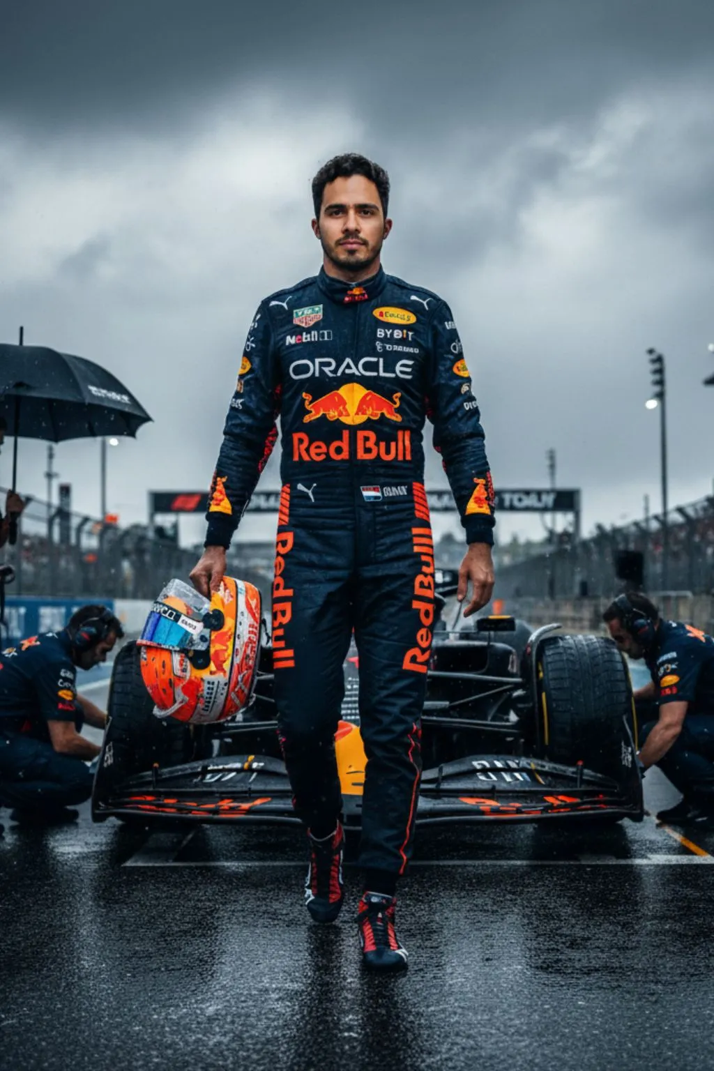 Mujer en moto negra en una avenida con árboles otoñales