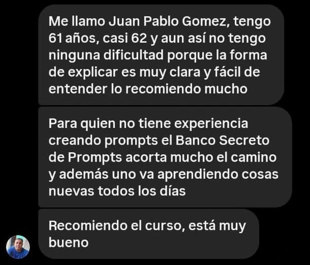 Testimonio 1 de Banco Secreto de Prompts